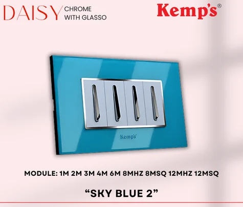 KEMPS daisy sky blue 2 Glasso Modular plates - Vinayak Electricals