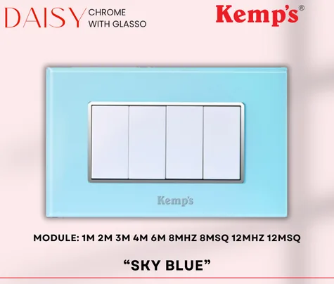 KEMPS daisy Sky Blue Glasso Modular plates - Vinayak Electricals