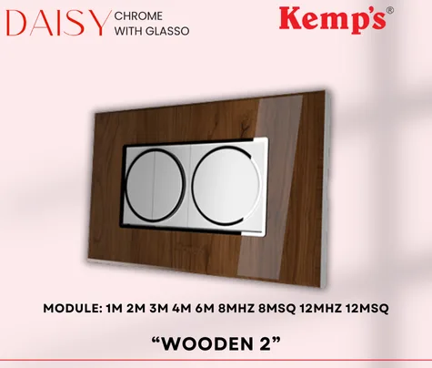 KEMPS daisy Wooden 2 Glasso Modular plates - Vinayak Electricals
