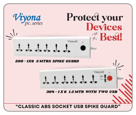 CLASSIC ABS SOCKET SPIKE GUARD USB - Vinayak Electricals