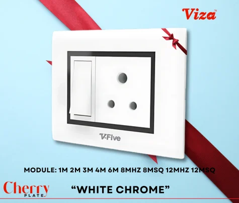 VIZA White Chrome Modular plates - Vinayak Electricals