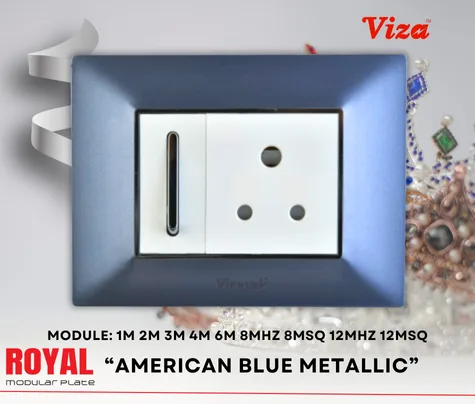 VIZA American Blue Metallic Modular plates - Vinayak Electricals