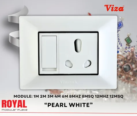 VIZA Pearl White Modular plates - Vinayak Electricals
