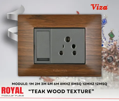 VIZA Teak Wood Texture Modular plates - Vinayak Electricals