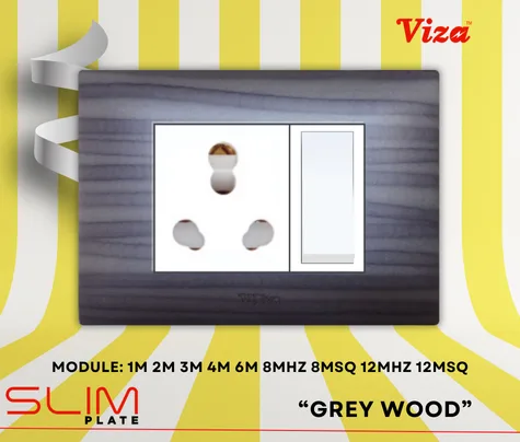 VIZA Grey Wood Modular plates - Vinayak Electricals