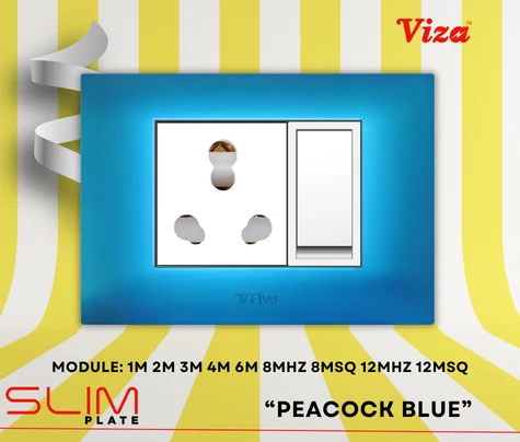 VIZA Peacock Blue Modular plates - Vinayak Electricals