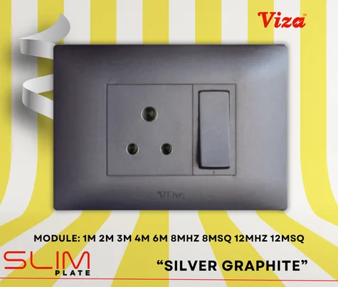 VIZA Silver Graphite Modular plates - Vinayak Electricals